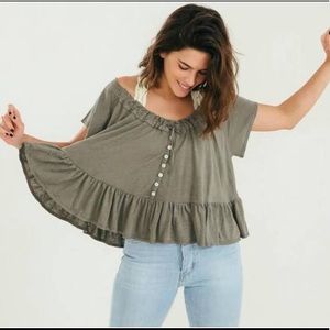 Free People Army Charlie Sage Top